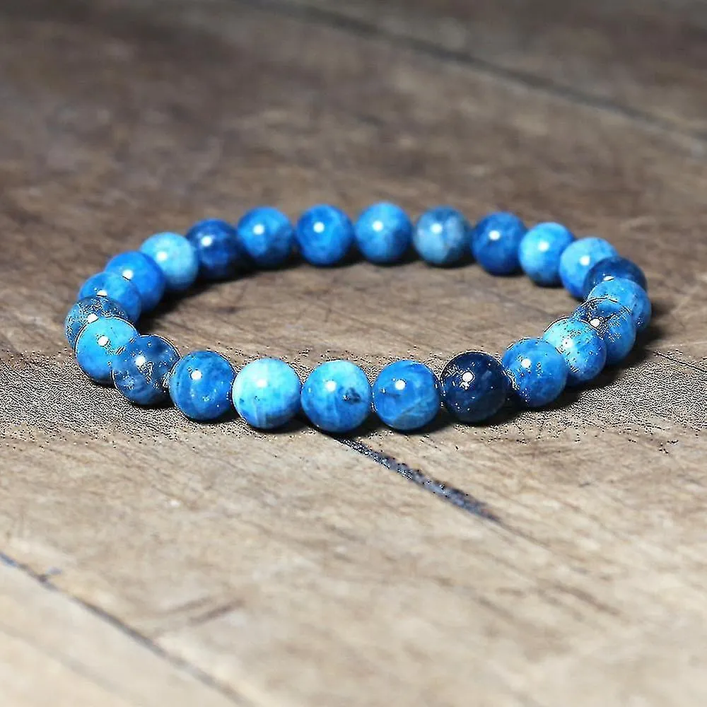 8mm Pulsera de apatita de piedra natural Joyería hecha a mano Hebra de encanto Pulsera de yoga Pulsera de energía curativa Mujer