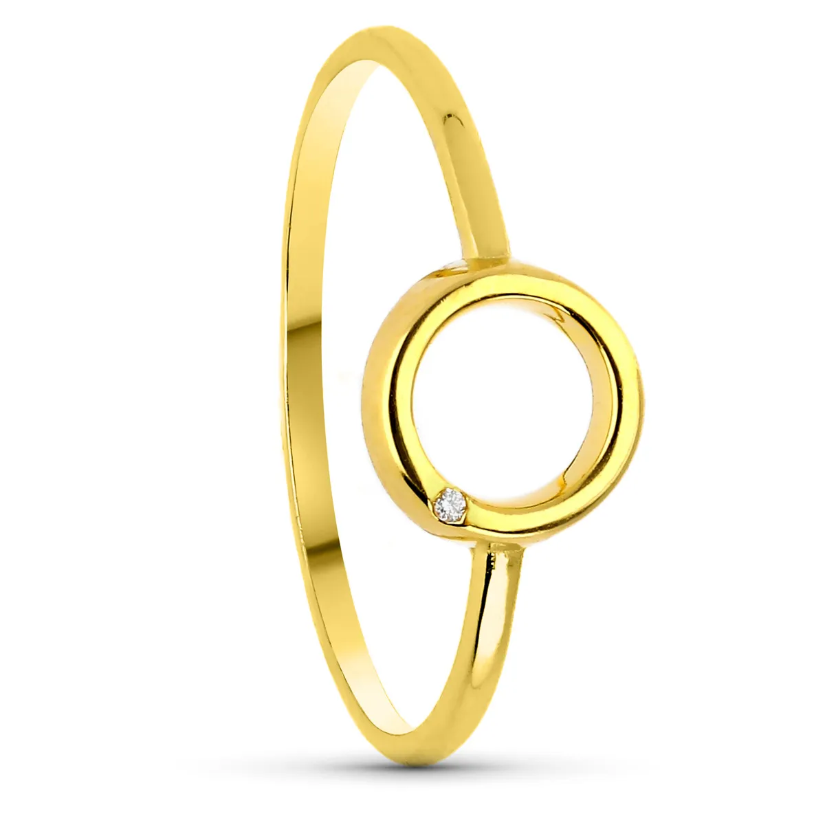 Anillo Oro Amarillo Circulo Diamante