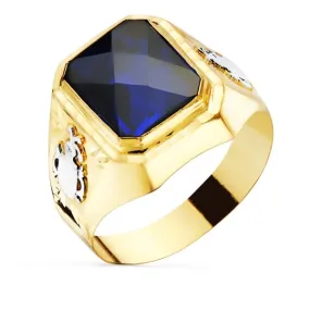 Anillo Oro Hombre Piedra Azul