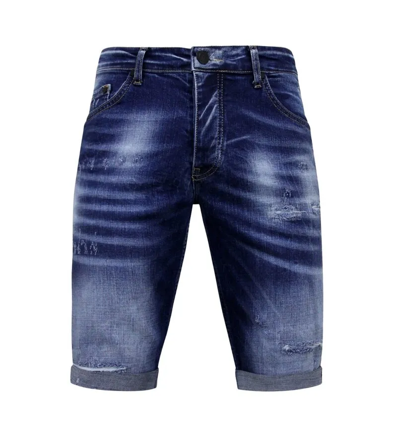 Blue Ripped Shorts Hombres - Slim Fit -1081- Azul