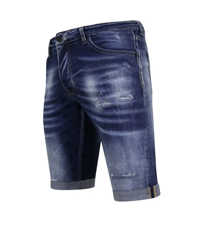 Blue Ripped Shorts Hombres - Slim Fit -1081- Azul