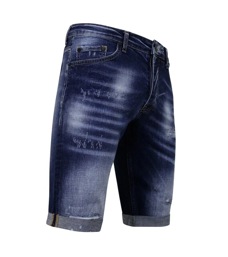 Blue Ripped Shorts Hombres - Slim Fit -1081- Azul