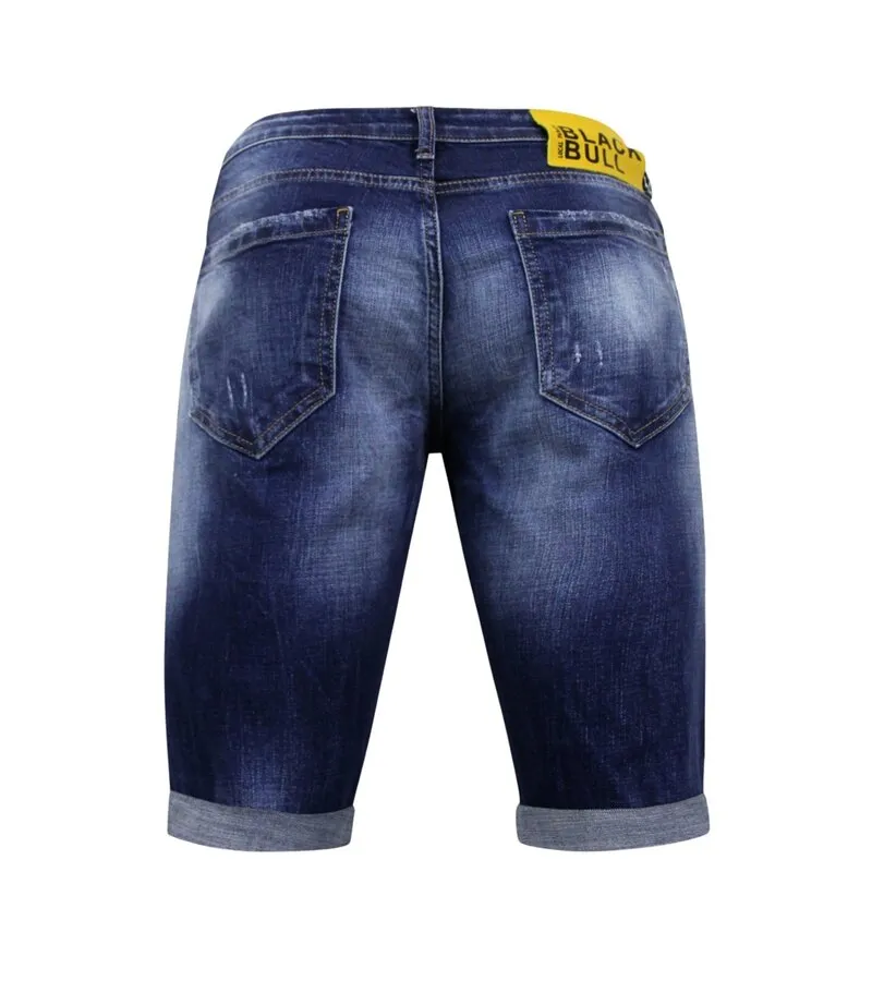 Blue Ripped Shorts Hombres - Slim Fit -1081- Azul