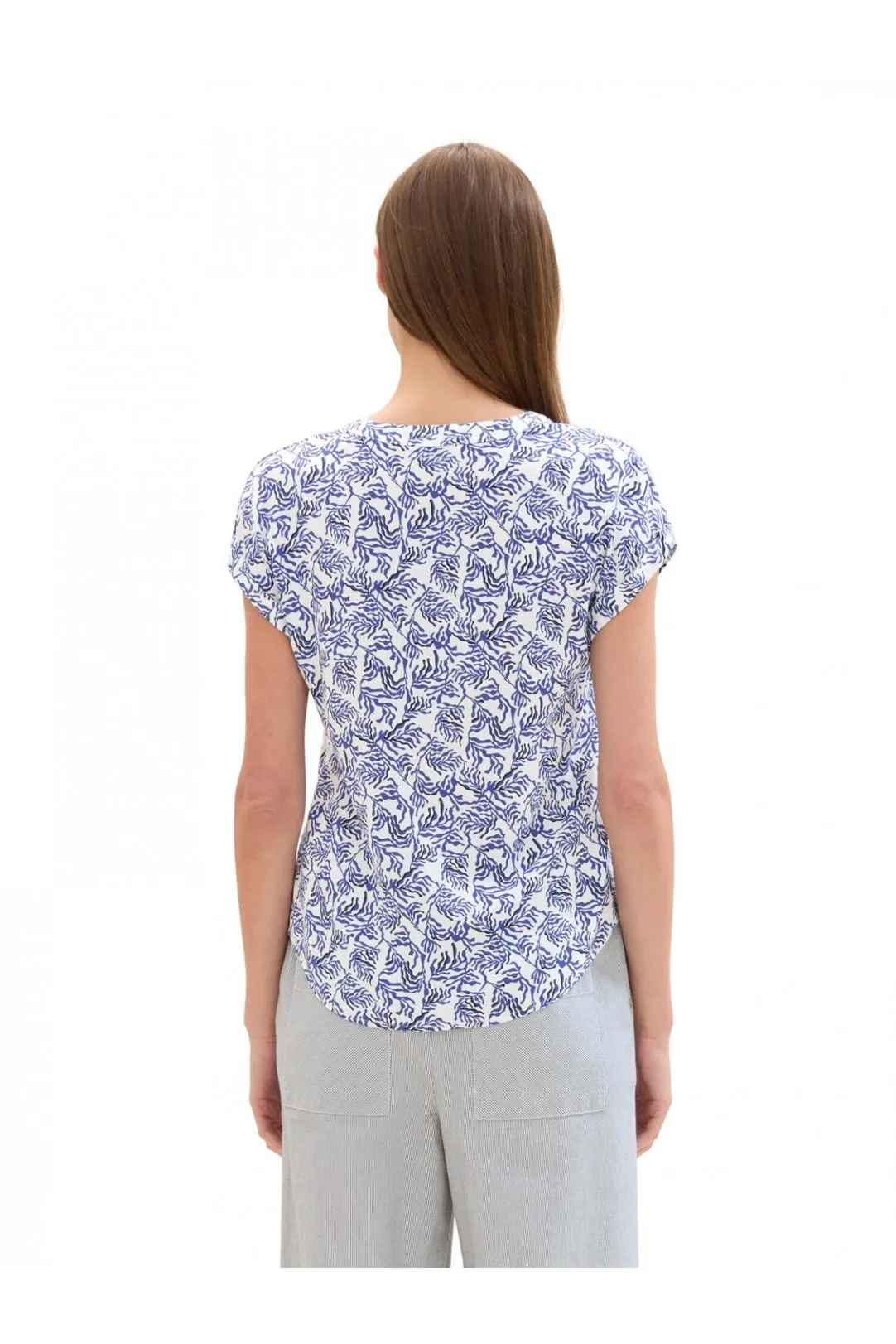 BLUSA CUELLO PICO TOM TAILOR AZUL