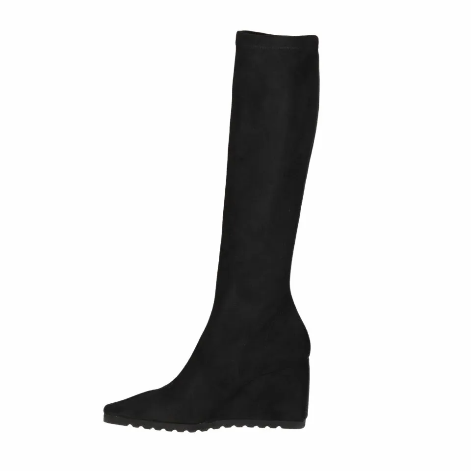 BOTA ALTA ANTELICRA NEGRO LISO CUÑA ALTA