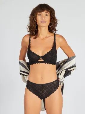 Braguita brasileña de encaje y microfibra de 'Envie de lingerie' - negro