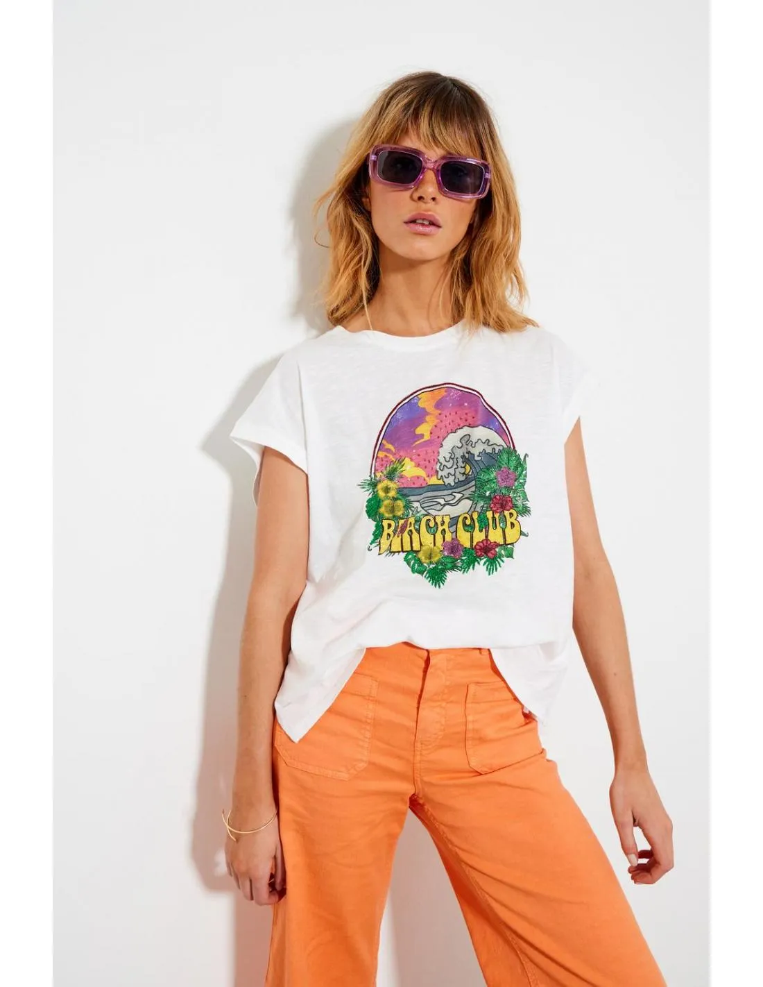 CAMISETA CON ESTAMPADO BEACH BLANCO FIVE PARIS