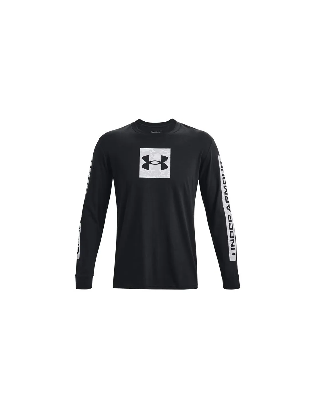 Camiseta de Fitness Under Armour Camo Boxed Sportstyle Ls Hombre Negro