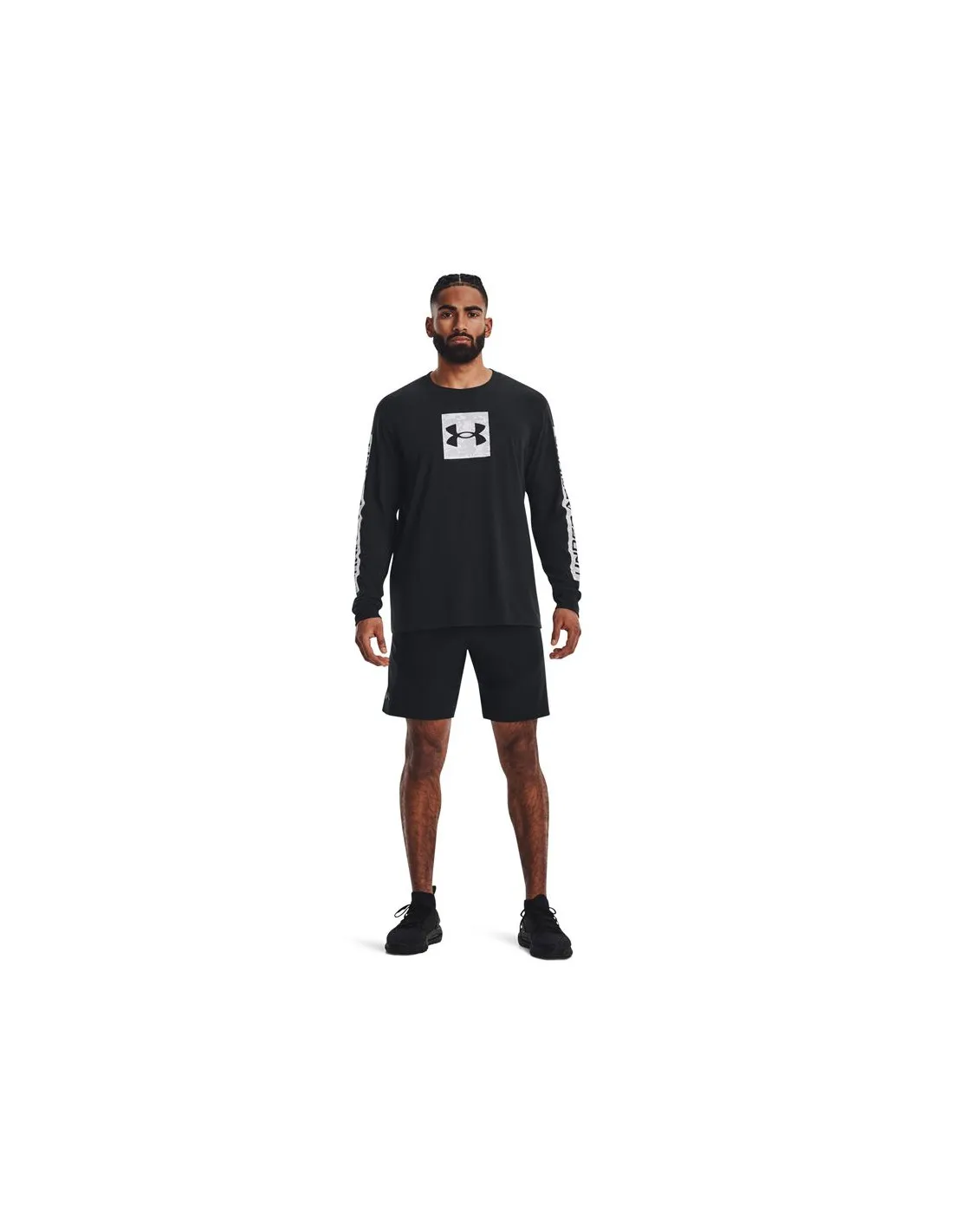 Camiseta de Fitness Under Armour Camo Boxed Sportstyle Ls Hombre Negro