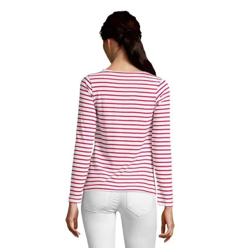 Camiseta manga larga rayas rojas Marine Women - Sol's