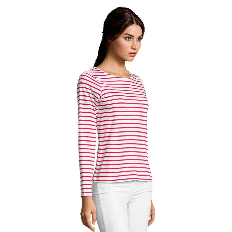 Camiseta manga larga rayas rojas Marine Women - Sol's