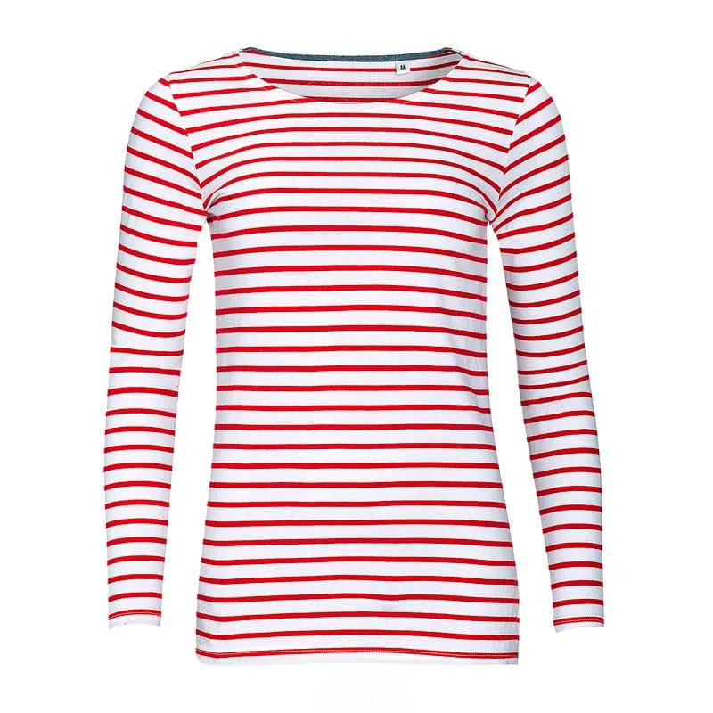 Camiseta manga larga rayas rojas Marine Women - Sol's