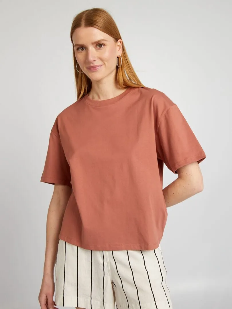 Camiseta oversize con cuello redondo - ROSA