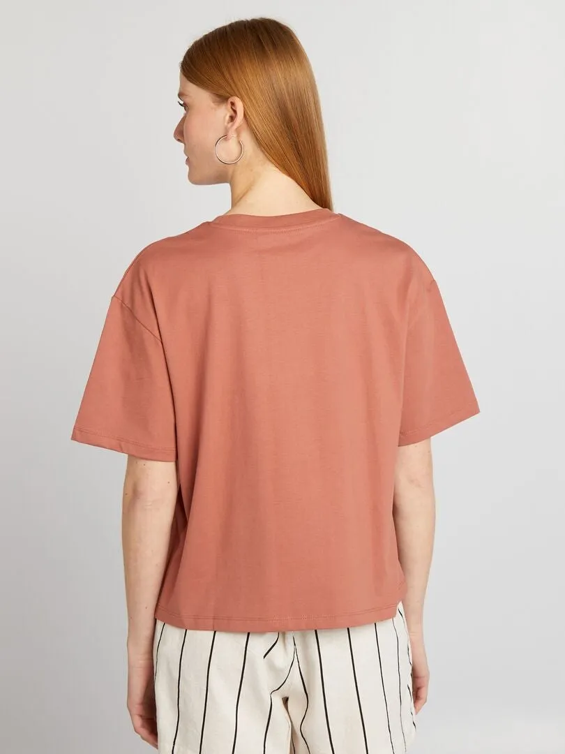 Camiseta oversize con cuello redondo - ROSA