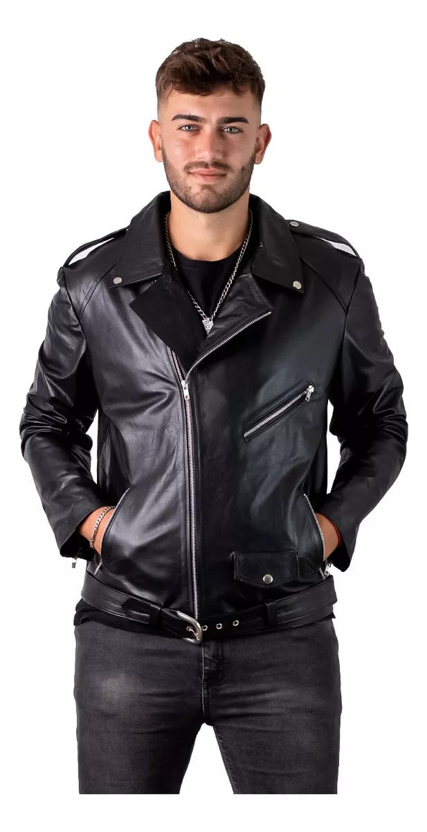 Campera De Cuero Rockera De Hombre Cuero Vacuno 100% Moderna