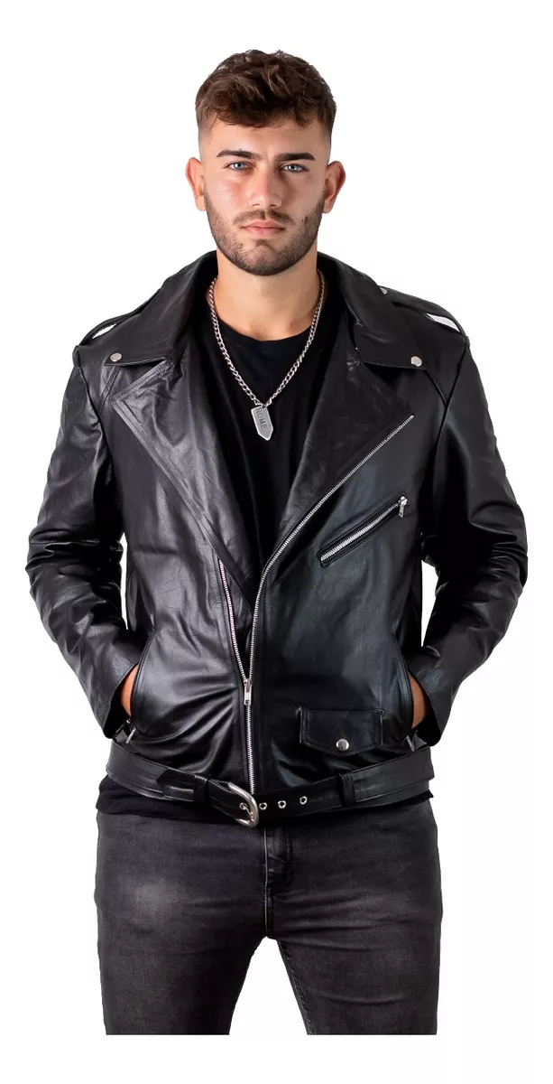 Campera De Cuero Rockera De Hombre Cuero Vacuno 100% Moderna