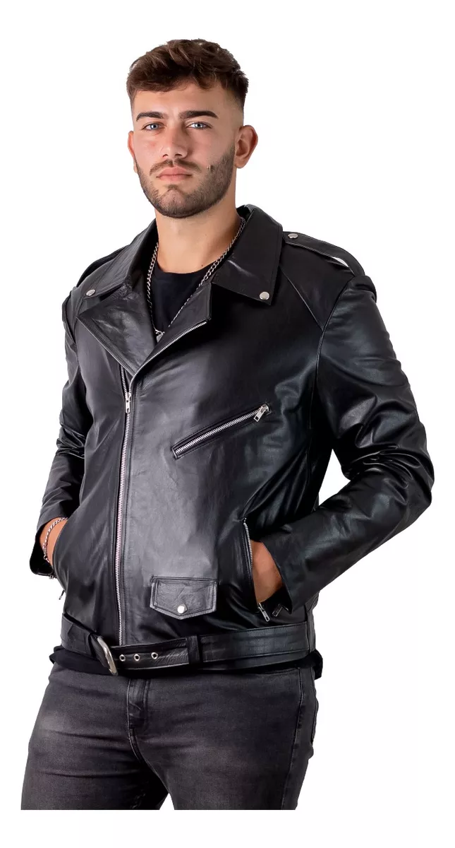 Campera De Cuero Rockera De Hombre Cuero Vacuno 100% Moderna