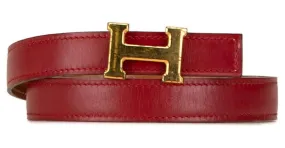 Cinturón H reversible Constance de Hermès Castaño Roja 
