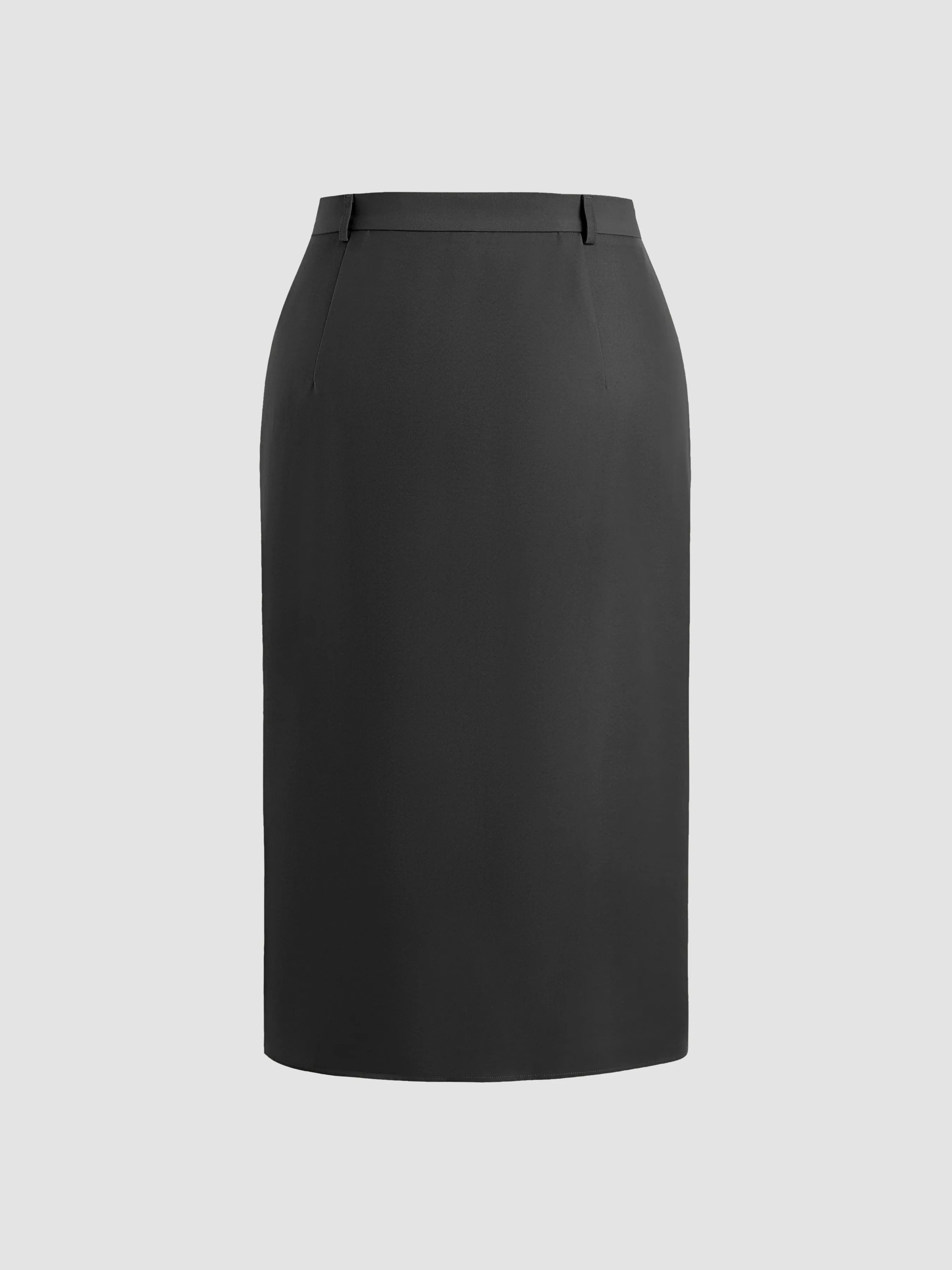  Falda Maxi Sólida de Cintura Media con Abertura Curvy