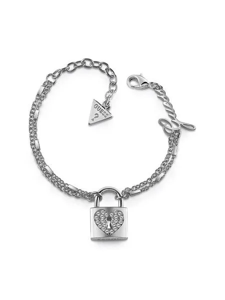 guess pulsera acero fina cuelga candado