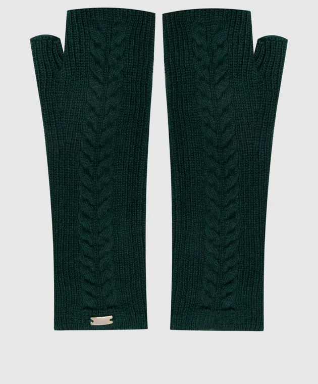 Herno Green mittens made of wool with a textured pattern