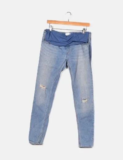 Kiabi Pantalón denim azul premamá
