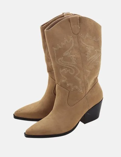 Lefties Bota campera con tacón marrón