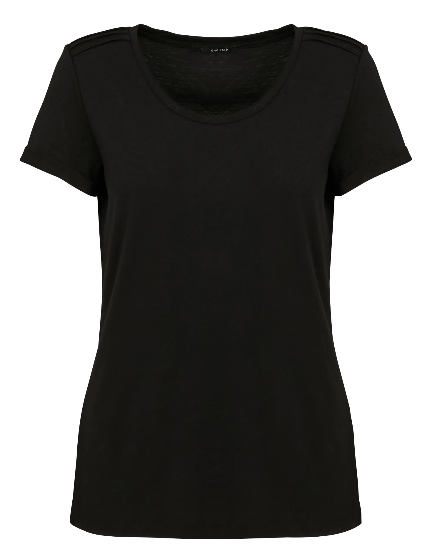 ONE STEP MITYA  CAMISETA DE CUELLO REDONDO DE ALGODóN MEZCLADO EN NEGRO