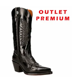 OUTLET PREMIUM - Bota Alta Negra Estilo Campera Piel M.7737C-C1