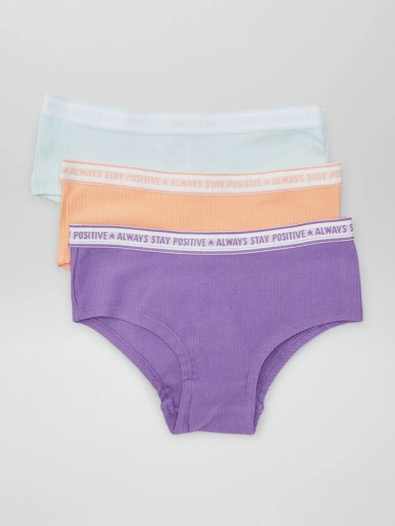 Pack de 3 culottes de punto de canalé - PURPURA