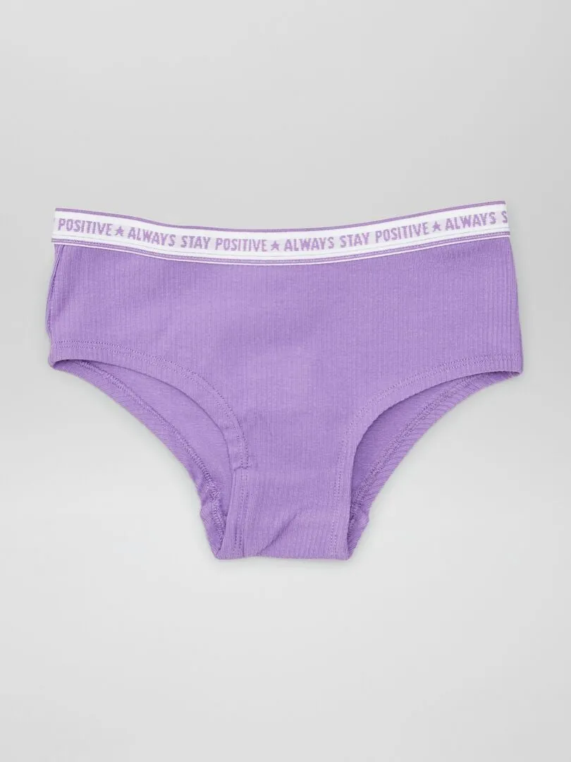 Pack de 3 culottes de punto de canalé - PURPURA