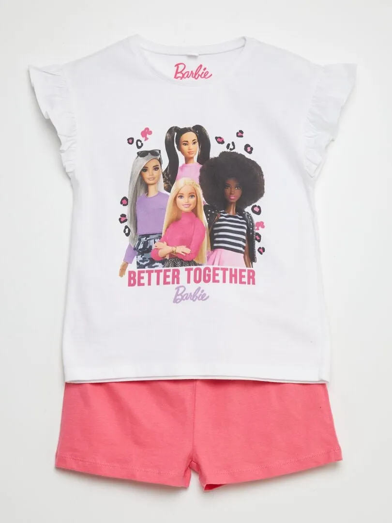 Pijama corto + camiseta 'Barbie' - 2 piezas - BLANCO