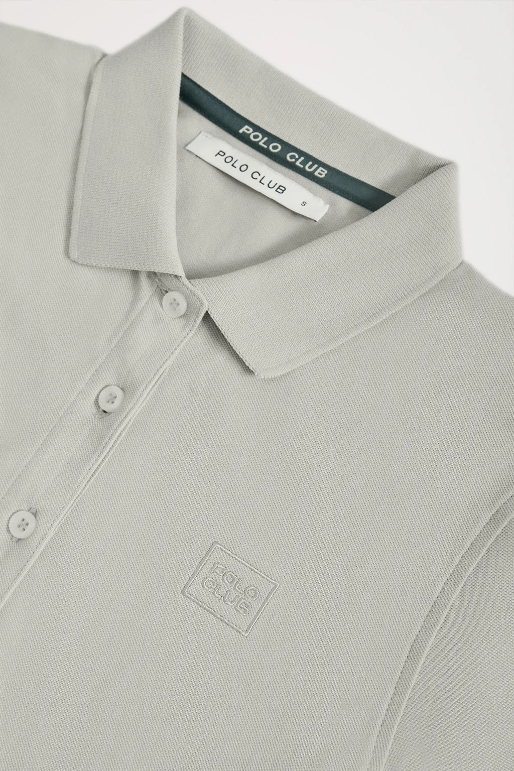 Polo de manga corta piqué gris claro con logo Polo Club