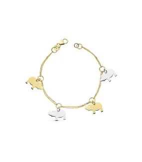 Pulsera oro bicolor 18k Charms Elefantes