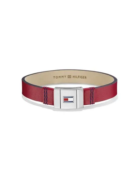 pulsera tommy hilfiger leather red