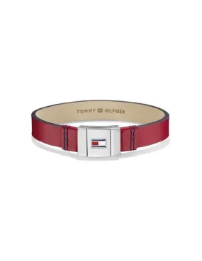 pulsera tommy hilfiger leather red