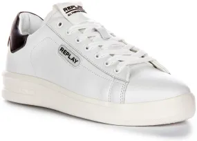 Replay University M PR Zapatos de Cuero para Hombre de Color Sólido en Blanco y Negro