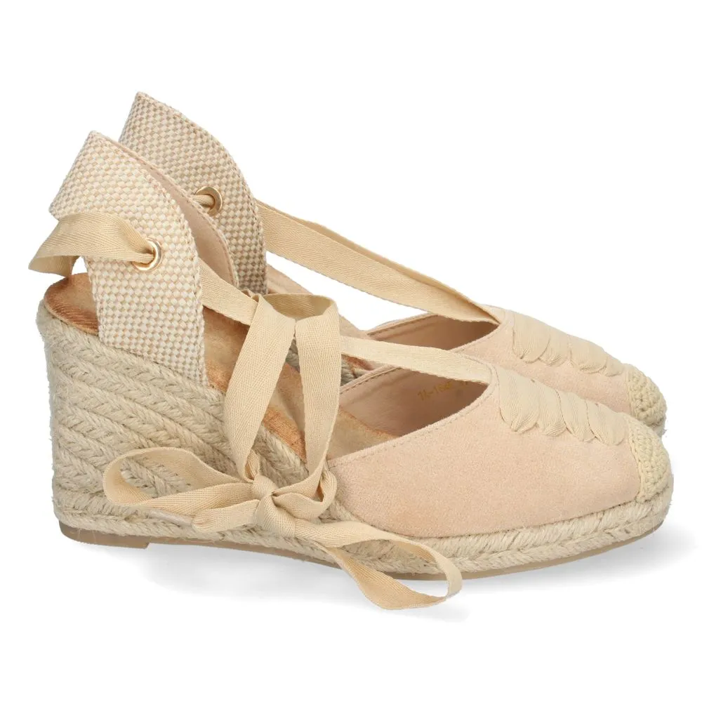 Sandalias beige con cuña para mujer, alpargatas con cuña para mujeres, de Let's Secrets, consigue tu