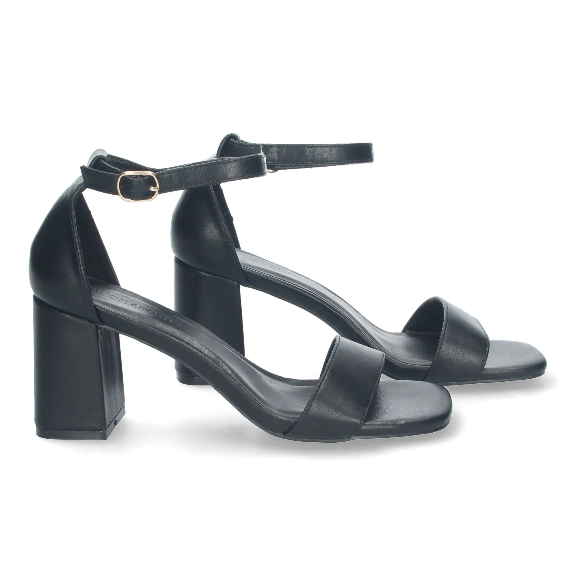 Sandalias de tacón medio para fiesta de mujer color negro B-3051