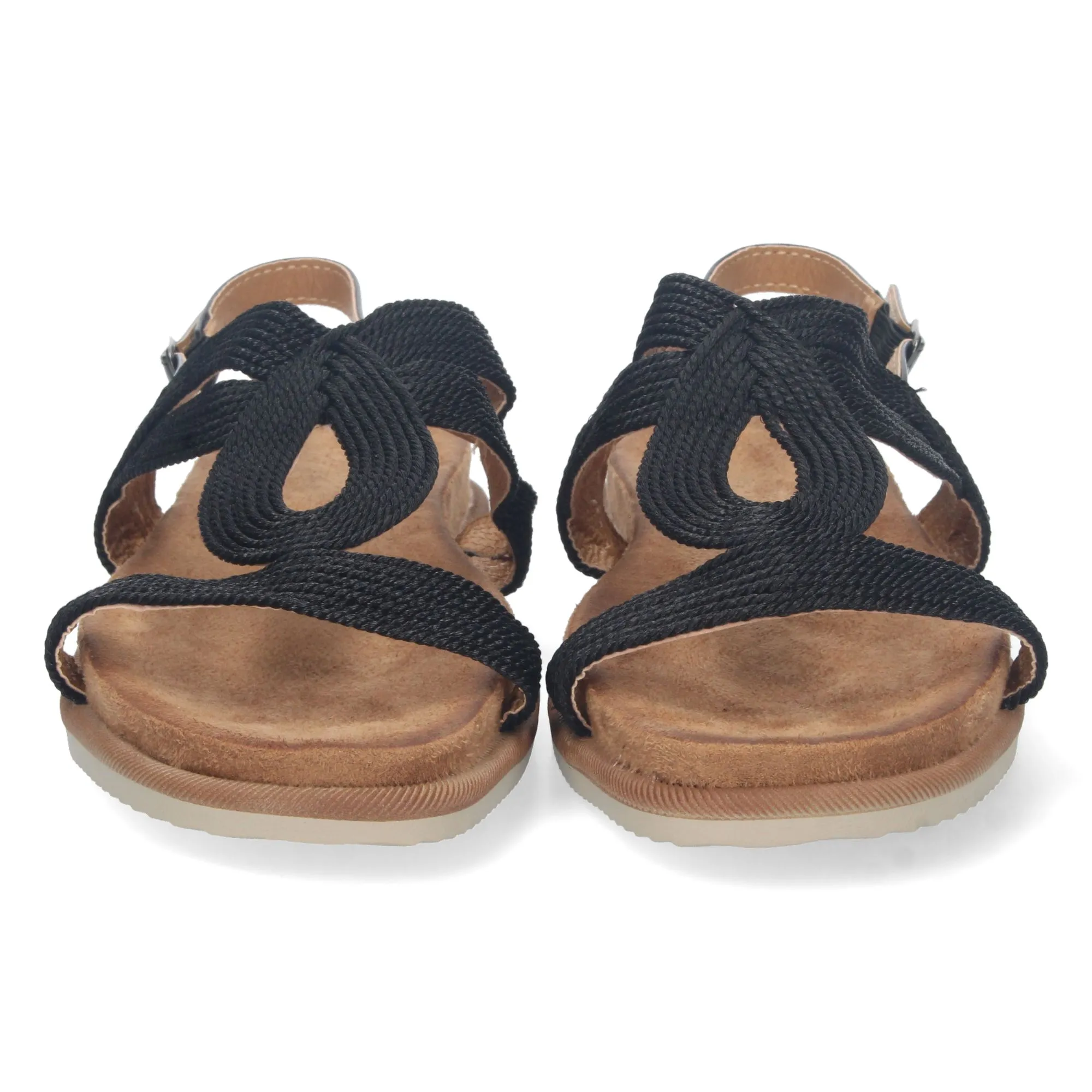 Sandalias esclavas planas cómodas para mujer color negro 1AF-1710