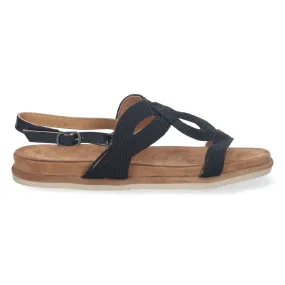 Sandalias esclavas planas cómodas para mujer color negro 1AF-1710