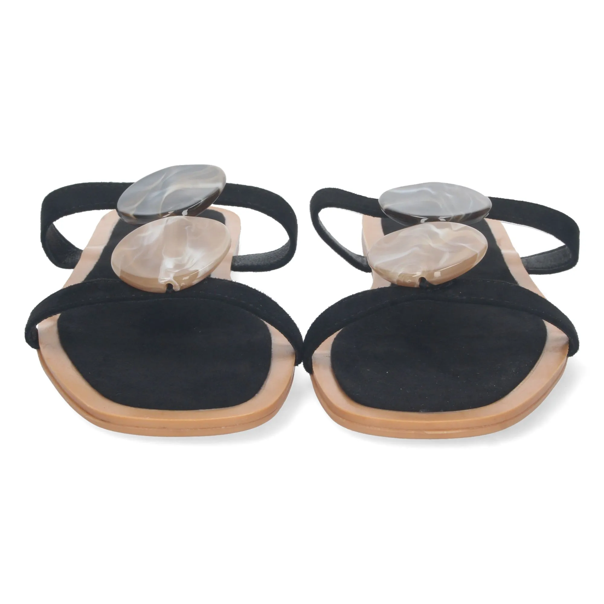 Sandalias planas cómodas con abalorios color negro mujer BP-2320