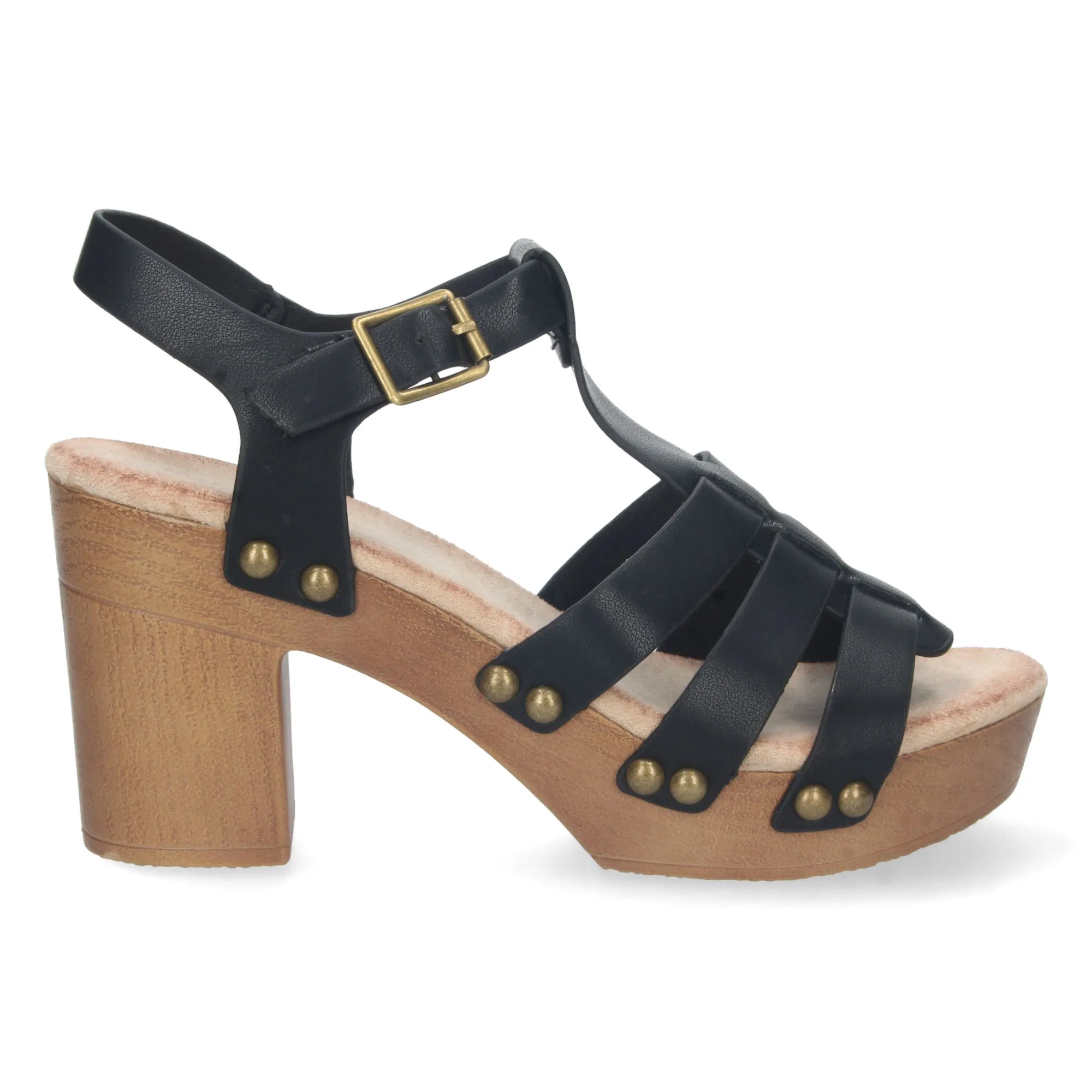 Sandalias tacón y plataforma para mujer negro