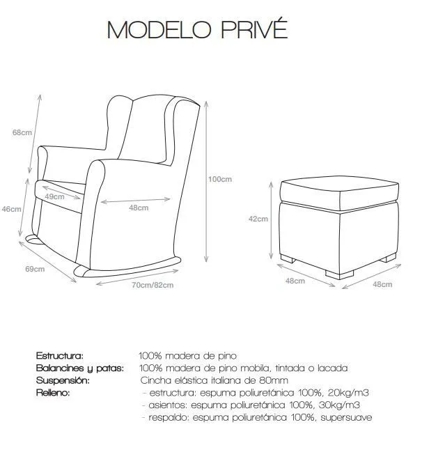 Sillón Lactancia Privé Dreamconcept polipiel o Tela antimanchas