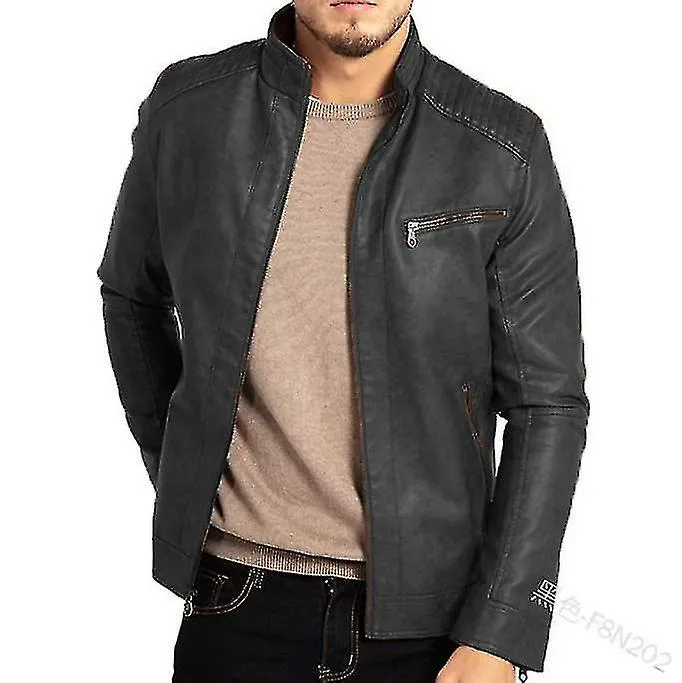 Stand de hombre Collar Chaqueta de cuero de motocicleta Ropa de cuero sintético