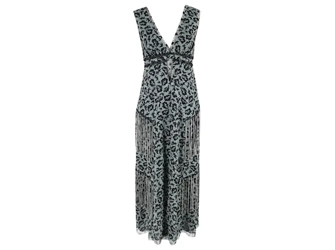 Vestido largo sin mangas estampado Anna Sui en poliéster azul 
