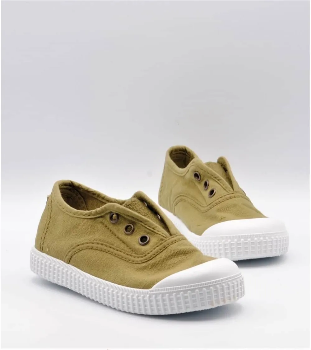 ZAPATILLAS LONA VICTORIA 1915 INGLESA ELÁSTICO OLIVA