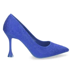 Zapato de fiesta con strass tacon medio mujer color azul